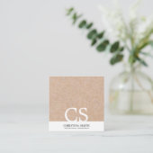 Matig gebold Monogram Kraft Gedrukt Schone Wit Vierkante Visitekaartje (Staand voorkant)