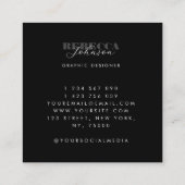 Matig gebold script voor Typografie Minimale zwart Vierkante Visitekaartje (Achterkant)