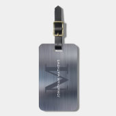 Matig geborsteld metallisch grijs monogram bagagelabel (Voorkant verticaal)