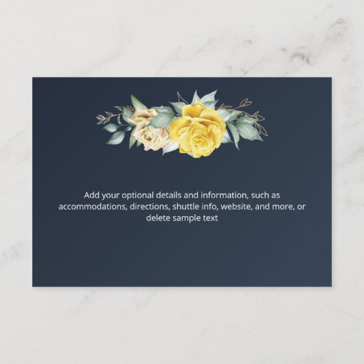 Matig geel waterverf marineblauw informatiekaartje (Achterkant)