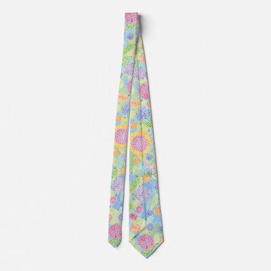 Matig geel zonnebloem Dragonfly Floral Pattern Stropdas (Achterkant)