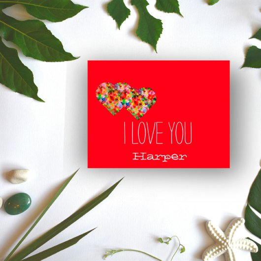 Matig gekleurd hart Rood Feestdagenkaart