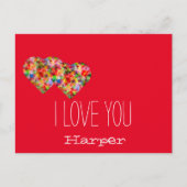 Matig gekleurd hart Rood Feestdagenkaart (Voorkant)