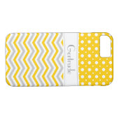 Matig gele, grijze, witte chevron- en polkadop Case-Mate iPhone case (Achterkant (Horizontaal))