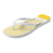 Matig gele, grijze, witte chevron- en polkadop teenslippers (Schuin)