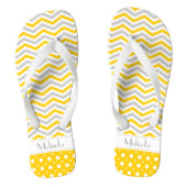 Matig gele, grijze, witte chevron- en polkadop teenslippers (Voetbed)