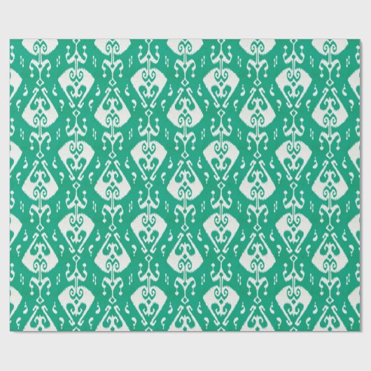 Matig getextureerd groen ikattribaal cadeaupapier (Vlak)