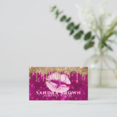Matig glitter roos gouden lippen make-up visitekaartje (Staand voorkant)