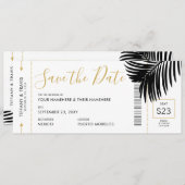 Matig Gold Black Palm-instapkaart Save The Date (Voorkant / Achterkant)