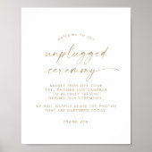 Matig Gold Script Unplugged Ceremony Sign Poster (Voorkant)