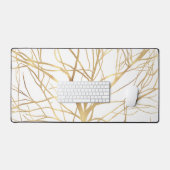 Matig Gold Tree Silhouette Minimaal wit ontwerp Bureaumat (Keyboard & Muis)