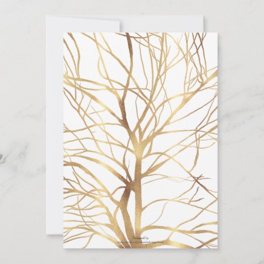 Matig Gold Tree Silhouette Minimaal wit ontwerp Kaart (Achterkant)