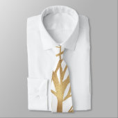 Matig Gold Tree Silhouette Minimaal wit ontwerp Stropdas (Gebonden)