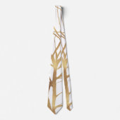 Matig Gold Tree Silhouette Minimaal wit ontwerp Stropdas (Voorkant)