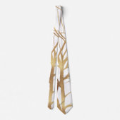 Matig Gold Tree Silhouette Minimaal wit ontwerp Stropdas (Achterkant)
