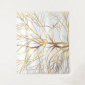 Matig Gold Tree Silhouette Minimaal wit ontwerp Wandkleed (Voorkant)