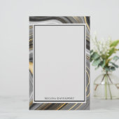 Matig goud- en grijze geode mineraal Abstract Briefpapier (Staand voorkant)