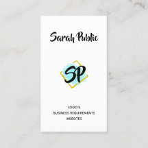 Matig goud minimalistisch monogramme blauw vierkan