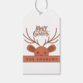 Matig grappige kerstrender op wit cadeaulabel (Voorkant)