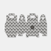 Matig grijs chevron geometrisch monogram bedankdoosjes (Uitgevouwen)