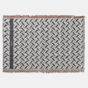 Matig grijs chevron geometrisch monogram deken