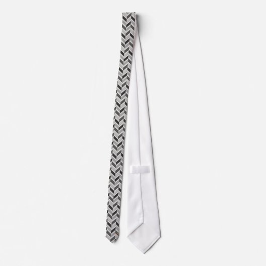 Matig grijs chevron geometrisch monogram stropdas (Achterkant)