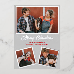 Matig-grijs en rode hond-Pitbull-groet Folie Feestdagenkaart