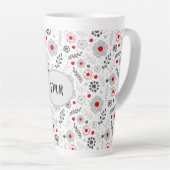 Matig grijs groen monogram latte mok (Rechterhoek)