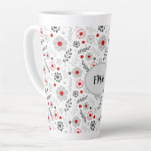 Matig grijs groen monogram latte mok (Linkerhoek)