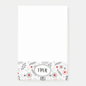 Matig grijs groen monogram post-it® notes (Voorkant)