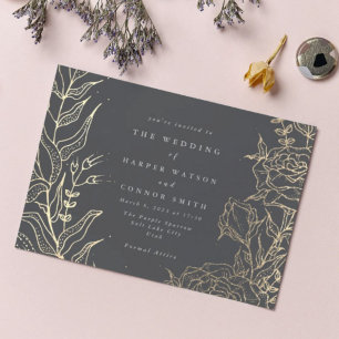 Matig grijs ijzererts goudbruin Pampas Wedding Kaart