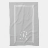 Matig grijs wit gestreept monogram theedoek (Verticaal)