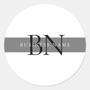 Matig grijs zwart, minimaal monogram ronde sticker