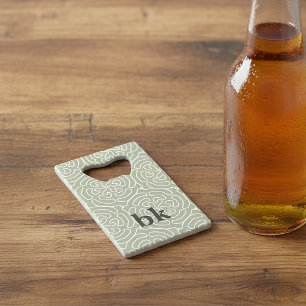 Matig groen patroon, monogrammen kredietkaart flessenopener
