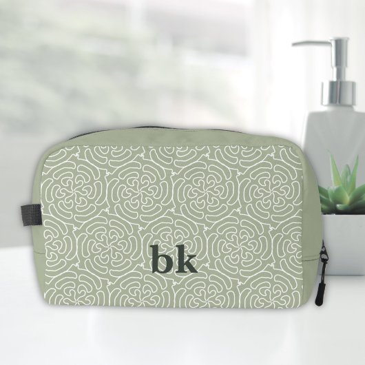 Matig groen patroon, monogrammen toilettasje