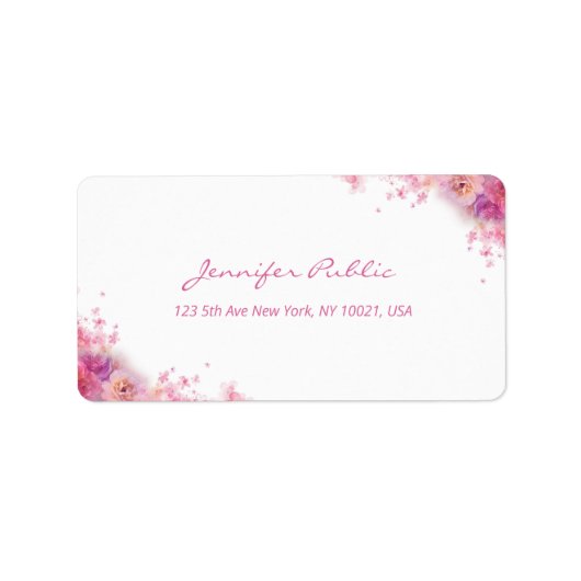 Matig handschrift Elegant Waterverf Rozen ventilat Etiket (Voorkant)