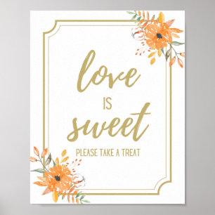 Matig herfst floral bruiloft dessert bar sign poster