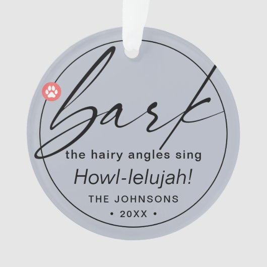 Matig kerstscript Bark Dog Photo Dusty Ornament (voorkant)