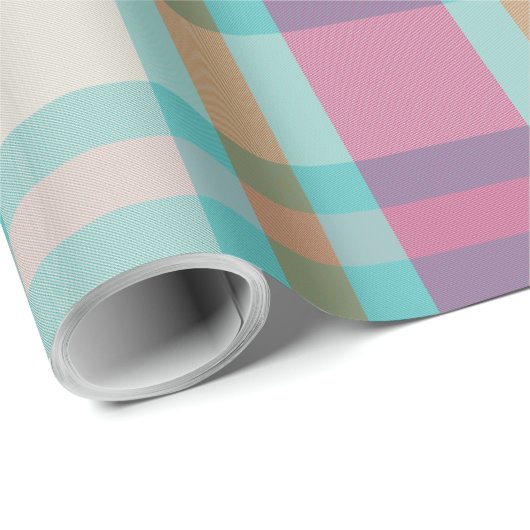 Matig kersttaarkleurige tartan retro hot-roze aqua cadeaupapier (Rol Hoek)