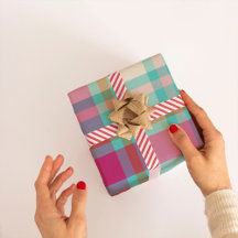 Matig kersttaarkleurige tartan retro hot-roze aqua