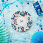 Matig klassiek groen goud abstract bloemmonogram papieren bordje (Feest)