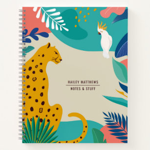 Matig kleurrijke Oerwoud Leopard Naam Notitieboek