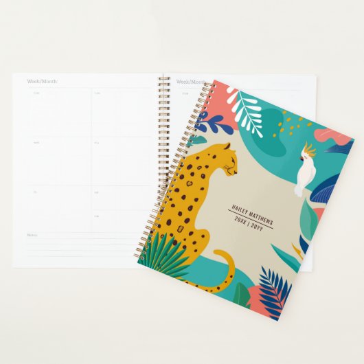 Matig kleurrijke Oerwoud Leopard Naam Planner (Display)