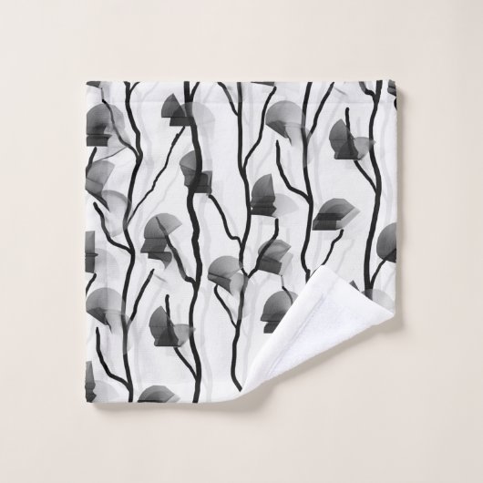 Matig klimmen Vine Black White Grey Painterly Bad Handdoek (Wasdoekje)