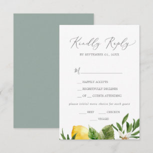 Matig Lemon Garden Menu Keuze RSVP-kaart
