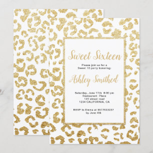 Matig leopard-patroon voor goudglitter Sweet 16 Kaart