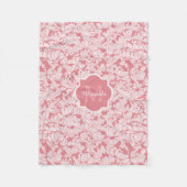 Matig lichtroze monogram voor meisjes met naam fleece deken (Voorkant)
