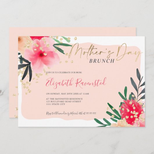 Matig lichtroze roze roze roestvrij moederdag kaart (Voorkant / Achterkant)