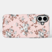 Matig lichtroze witte roos goud glitter floral Case-Mate iPhone case (Achterkant (horizontaal))