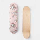 Matig lichtroze witte roos goud glitter floral skateboard (Voorkant)